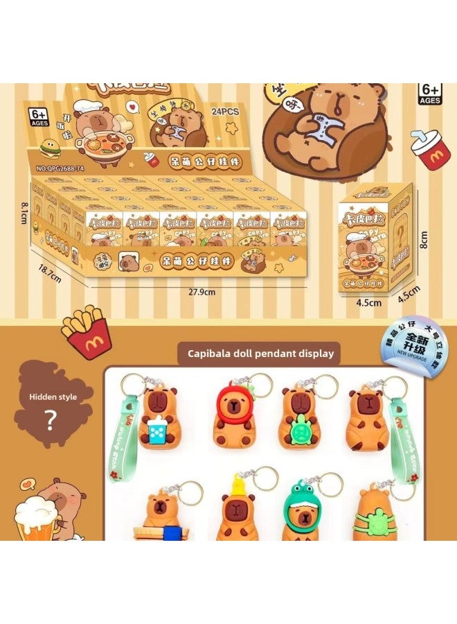 24 Box Eggs Strawberry Bear Blind Box Doll Pendant Cute Sanrio Keychain Hand Toy Prizes For Primary School Students-Color:18 Small Boxes + 6 Boxes  Doll Capibala - Image 1