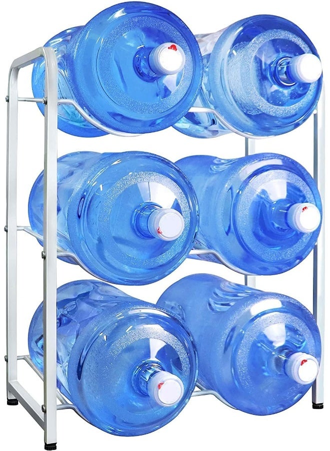 MOMENT 5 Gallon Water Bottle Holder, 3 Tiers Black Double Row Heavy Duty Water Cooler Jug Rack, Water Rack With 6 Slots For Home Kitchen - Image 1