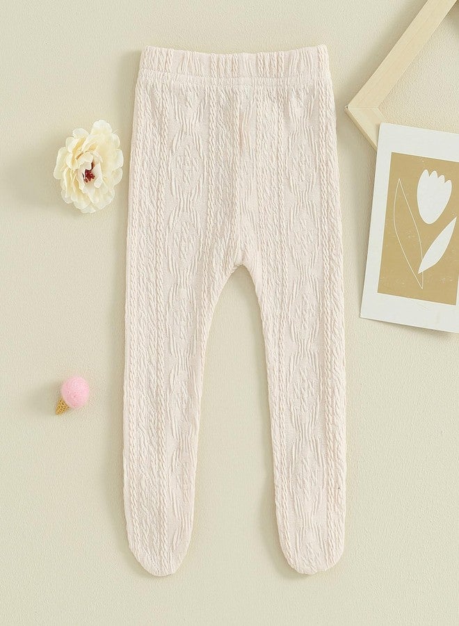 Honganda Cute Infant Baby Girl's Tights 3D Floral Stockings Elastic Waist Footed Leggings Flower Ribbed Pantyhose (Beige+White, 0-6 Months) - Image 5