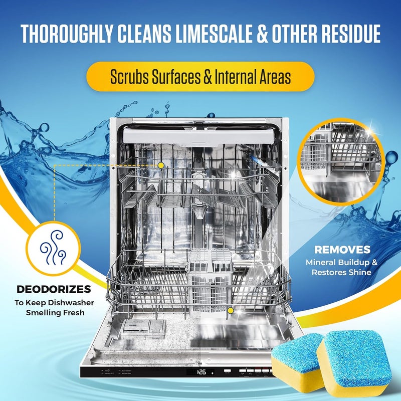 Bastion Dishwasher Cleaner Tablets - 24 Tablets (1-Year Supply) Lemon-Scented, Heavy Duty Cleaning Descaler Pods for Dish Washer, Deep Cleans & Maintains Your Dishwashing Machine for Optimal Performance Stable base - Image 2