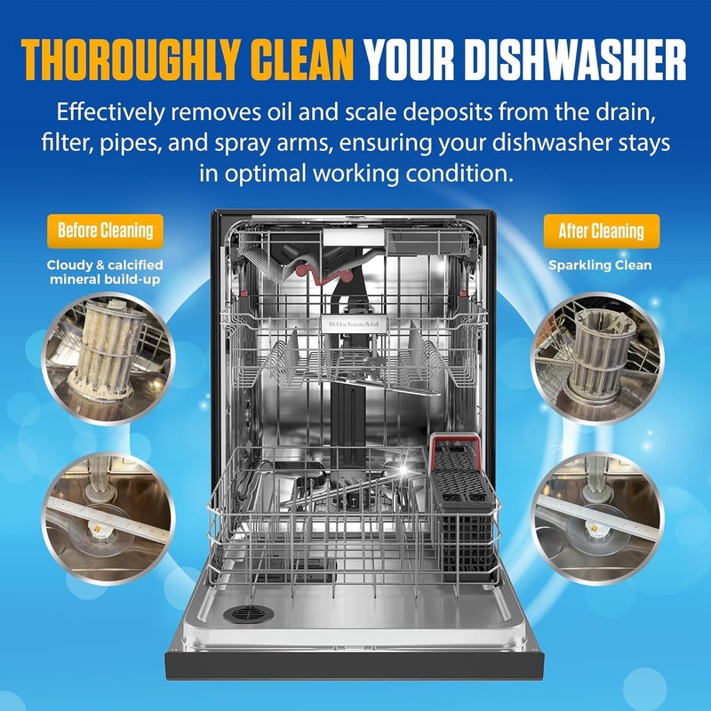 Bastion Dishwasher Cleaner Tablets - 24 Tablets (1-Year Supply) Lemon-Scented, Heavy Duty Cleaning Descaler Pods for Dish Washer, Deep Cleans & Maintains Your Dishwashing Machine for Optimal Performance Stable base - Image 3