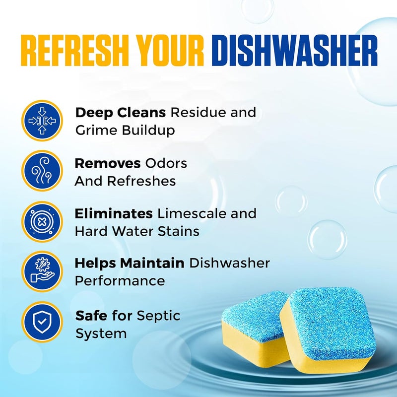 Bastion Dishwasher Cleaner Tablets - 24 Tablets (1-Year Supply) Lemon-Scented, Heavy Duty Cleaning Descaler Pods for Dish Washer, Deep Cleans & Maintains Your Dishwashing Machine for Optimal Performance Stable base - Image 5