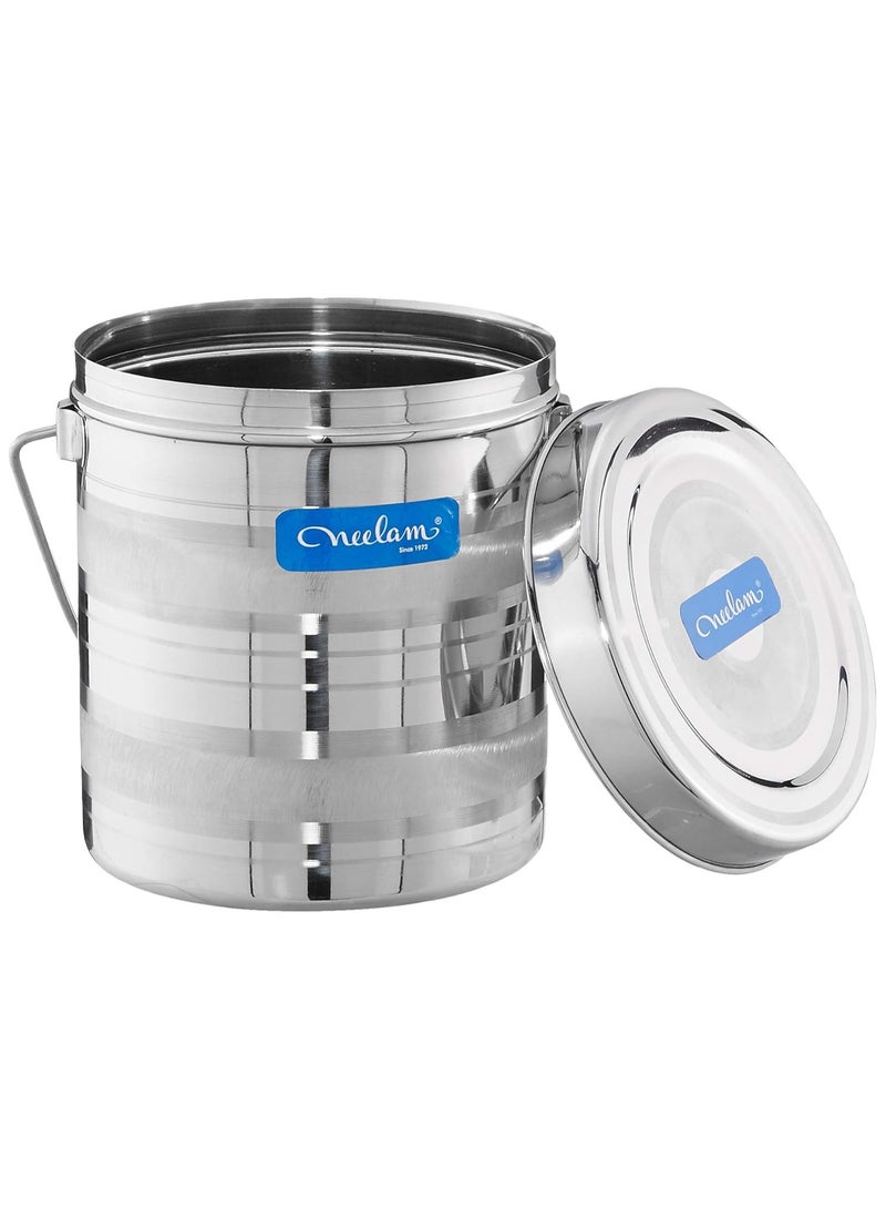 Neelam Stainless Steel 17, 22 Gauge Diamond Milk Pot, 6100 ml, Stainless Steel Storage Can Useable As Steel Dabba, Milk, ghee, Oil Storage, Etc. Heavy Jointless Body, Induction Compatible, Silver - Image 3