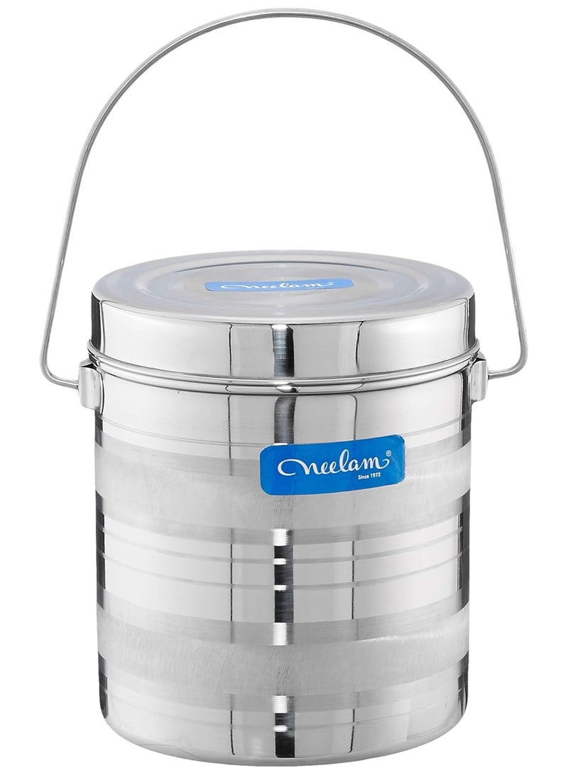 Neelam Stainless Steel 17, 22 Gauge Diamond Milk Pot, 6100 ml, Stainless Steel Storage Can Useable As Steel Dabba, Milk, ghee, Oil Storage, Etc. Heavy Jointless Body, Induction Compatible, Silver - Image 1