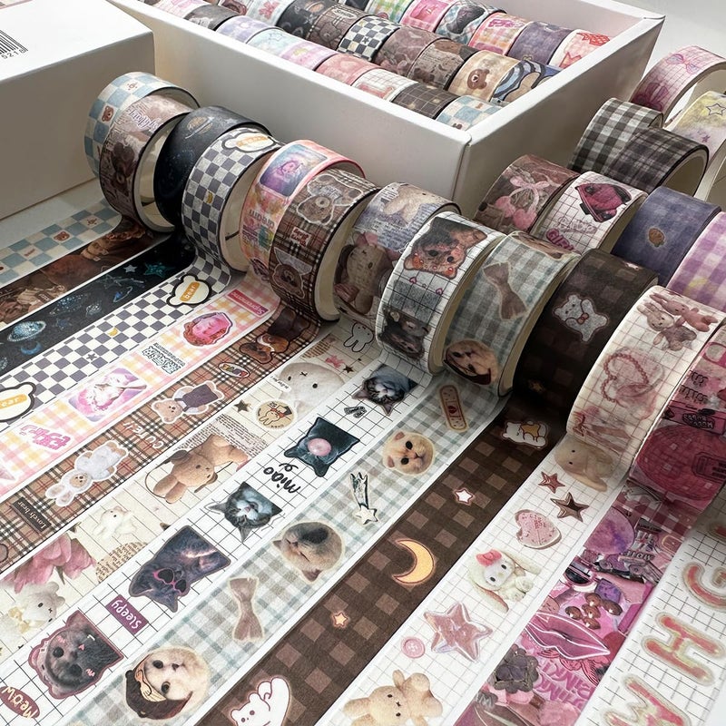 YUBBAEX Cute Washi Tape Value Pack 36 Rolls Aniamls Printed Masking Tape Kawaii Decorative for Arts, DIY Crafts, Journal Supplies, Planners, Scrapbook, Card/Gift Wrapping (Girly Style) - Image 2