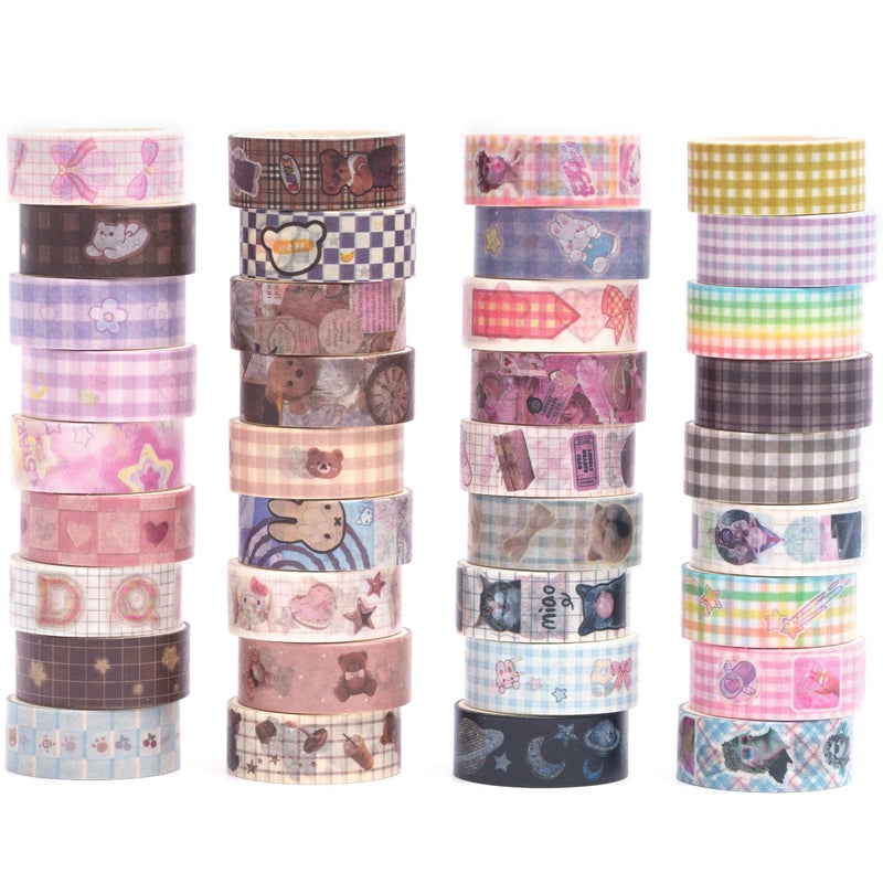 YUBBAEX Cute Washi Tape Value Pack 36 Rolls Aniamls Printed Masking Tape Kawaii Decorative for Arts, DIY Crafts, Journal Supplies, Planners, Scrapbook, Card/Gift Wrapping (Girly Style) - Image 1
