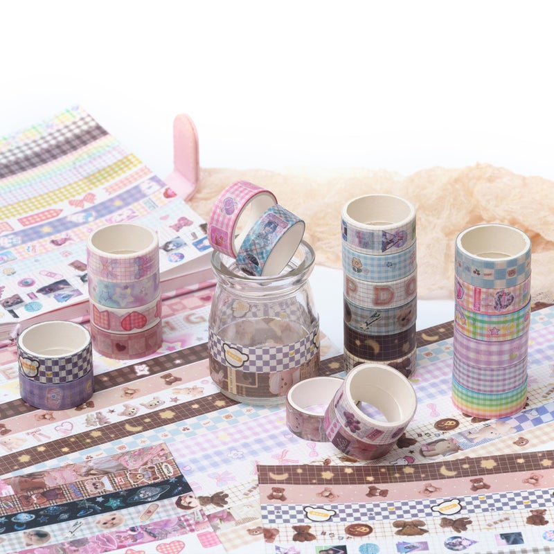 YUBBAEX Cute Washi Tape Value Pack 36 Rolls Aniamls Printed Masking Tape Kawaii Decorative for Arts, DIY Crafts, Journal Supplies, Planners, Scrapbook, Card/Gift Wrapping (Girly Style) - Image 3