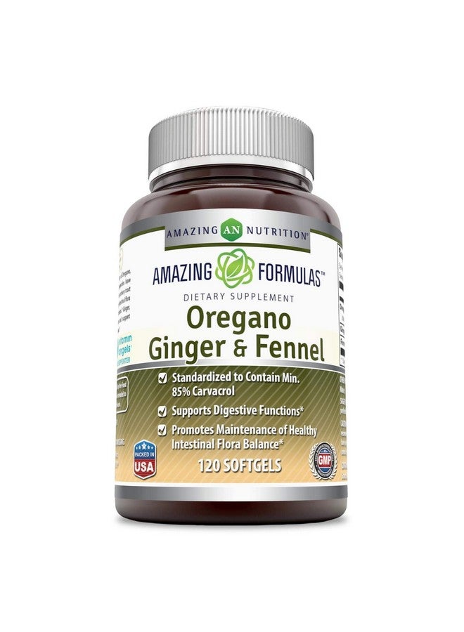 Amazing Nutrition Amazing Formulas Oregano (Origanum) Oil Ginger Fennel 120 Softgels (Nongmogluten Free) Standardized To Contain Minimum 85% Carvacrol Supports Digestive Function. - Image 2