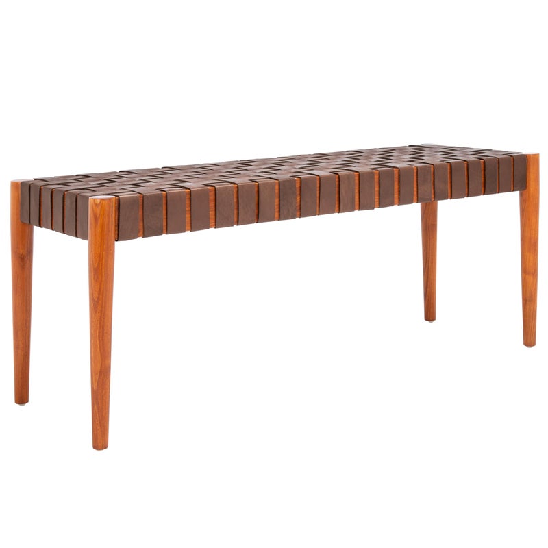 Safavieh Safavieh Home Amalia 47inch Cognac and Dark Brown Leather Weave Bench