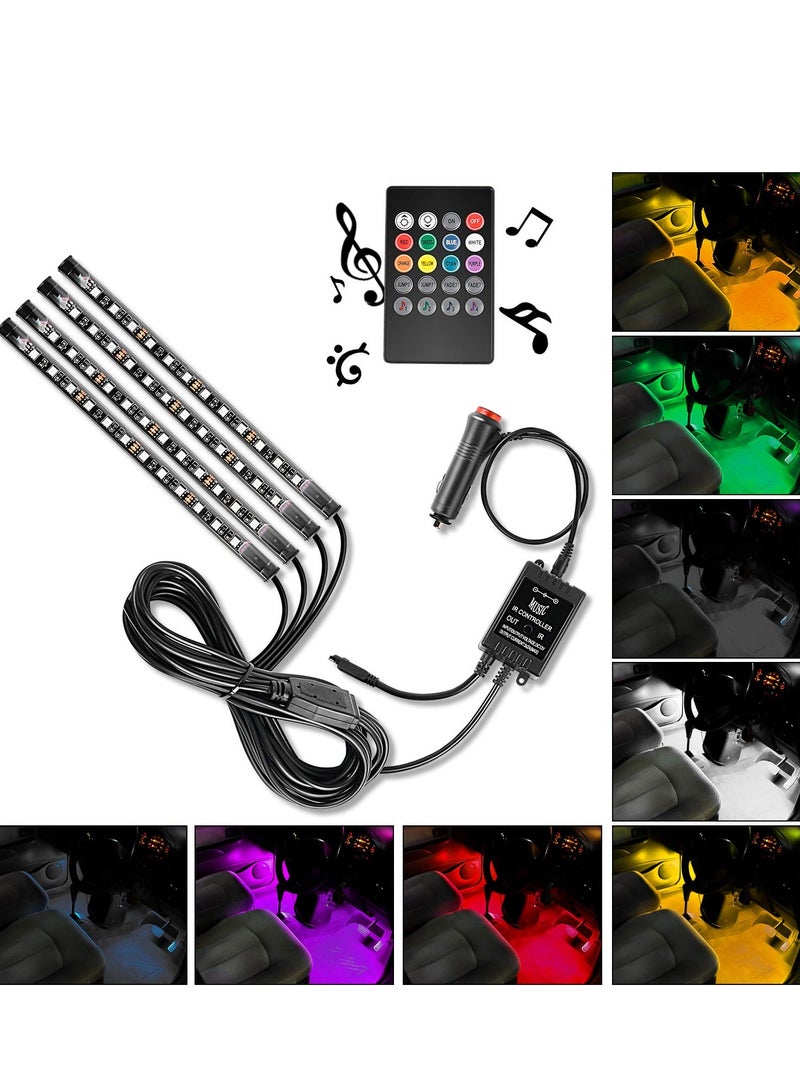 Zikra Car LED Interior Lights 4PCS 48 LED Interior Lights DC 12V Multicolor Music Car Strip Light Under Dash Lighting Kit with Sound Active Function and Wireless Remote Control Car Interior Accessories - Image 4