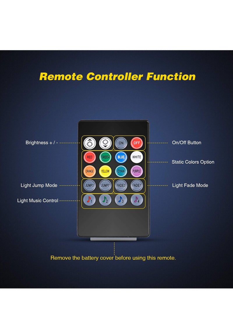 Zikra Car LED Interior Lights 4PCS 48 LED Interior Lights DC 12V Multicolor Music Car Strip Light Under Dash Lighting Kit with Sound Active Function and Wireless Remote Control Car Interior Accessories - Image 5