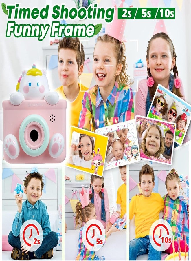 AUM ENTERPRISE Digital Camera Toys for Toddler Girls Boys 3-12 Years Christmas Birthday Gifts Video Players with Rainbocorn Design Camera (Pink) - Image 5