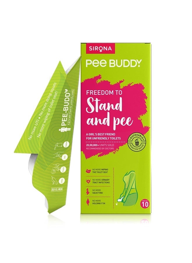 PEE BUDDY PeeBuddy 10 Funnels Portable Female Urination Device | Disposable Female Urinal Funnel | Travel, Camping, Hiking and Outdoor Activities | Discreet and Compact Stand and Pee Funnel for Women, Girls - Image 1