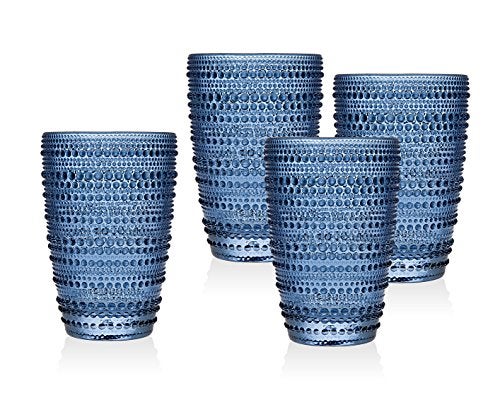 Godinger Godinger Highball Glasses Tall Beverage Glass Cups  Lumina Blue Set of 4