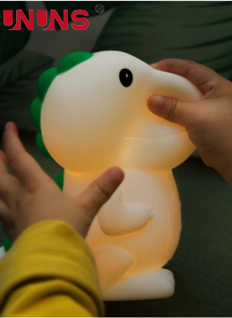UNUNS - Night Light for Kids,LED Bicolor Silicone Dinosaur Night Light,8 Color USB Rechargeable Table Lamp,Room Decor,Portable Baby Night Light - Image 1