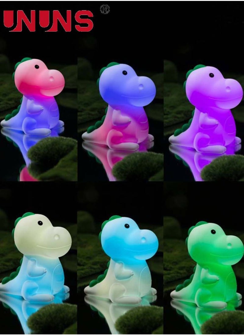 UNUNS - Night Light for Kids,LED Bicolor Silicone Dinosaur Night Light,8 Color USB Rechargeable Table Lamp,Room Decor,Portable Baby Night Light - Image 1