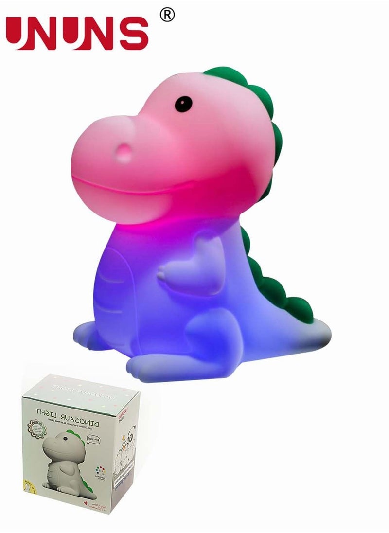 UNUNS - Night Light for Kids,LED Bicolor Silicone Dinosaur Night Light,8 Color USB Rechargeable Table Lamp,Room Decor,Portable Baby Night Light - Image 1