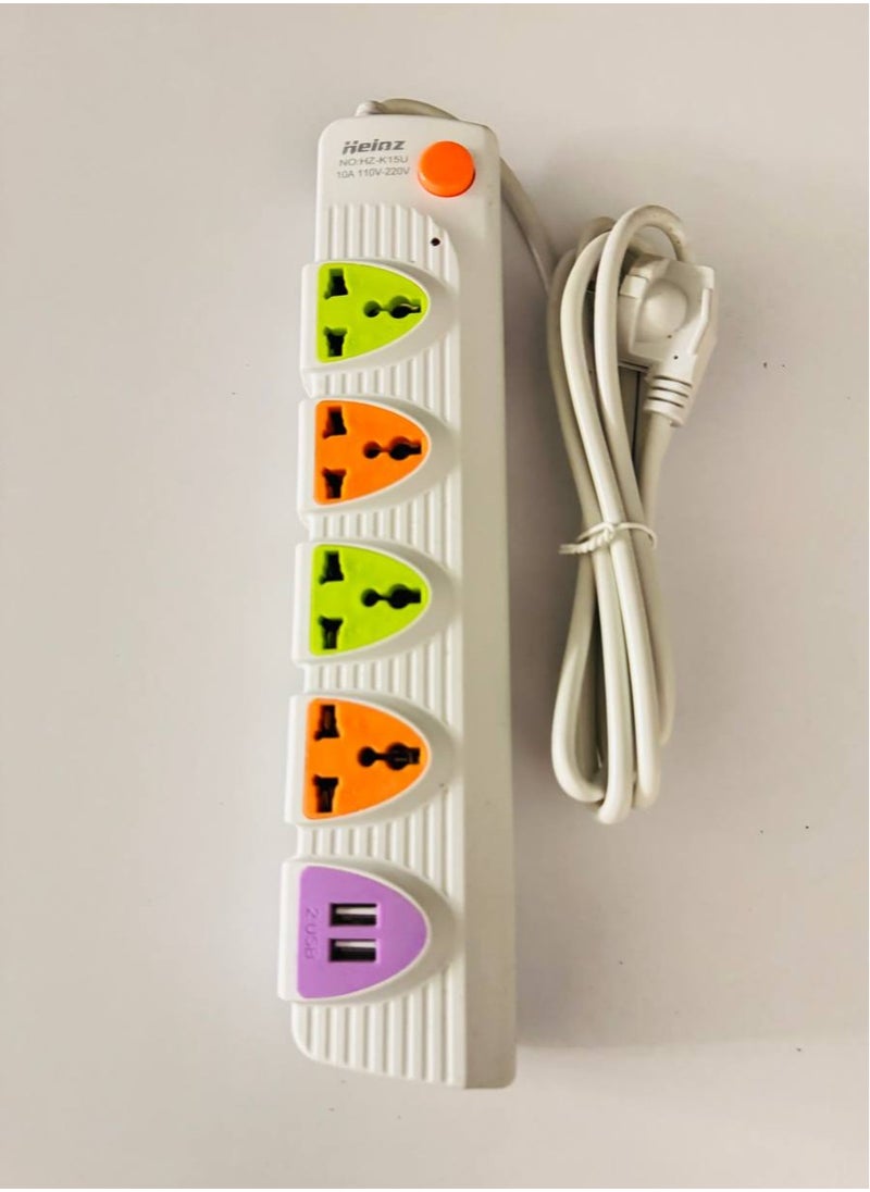 Generic Socket with 4 outlets, extension cable, 2 USB  - Image 1