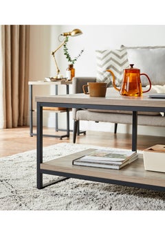 LINSY HOME LINSY HOME - Coffee Table , 2 layers of shelves For Living Room , Sturdy Steel Frame, Light Grey Color, 100L*55W* 45H cm  - Image 4