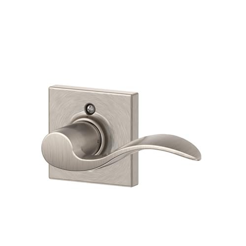 Schlage Accent Lever with Collins Trim NonTurning Lock in Satin Nickel Right Handed F170 ACC 619 COL RH - Image 1