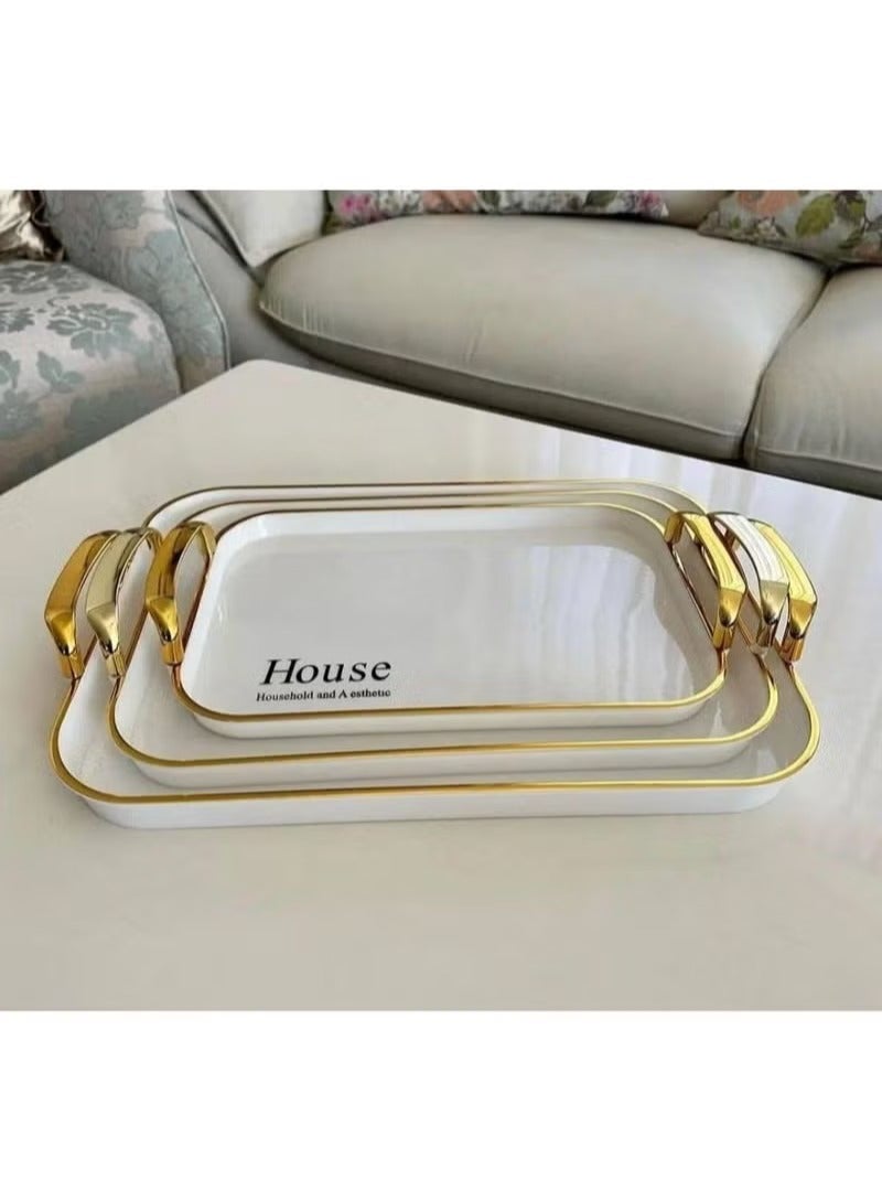 3 Piece Rectangular Melamine Serving Tray Set - Image 3