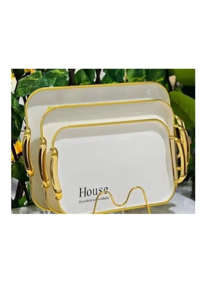 3 Piece Rectangular Melamine Serving Tray Set - Image 4