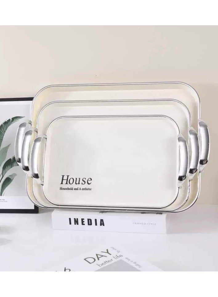 3 Piece Rectangular Melamine Serving Tray Set - Image 1