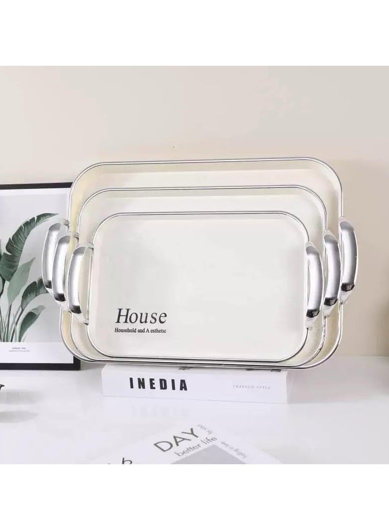 3 Piece Rectangular Melamine Serving Tray Set - Image 5
