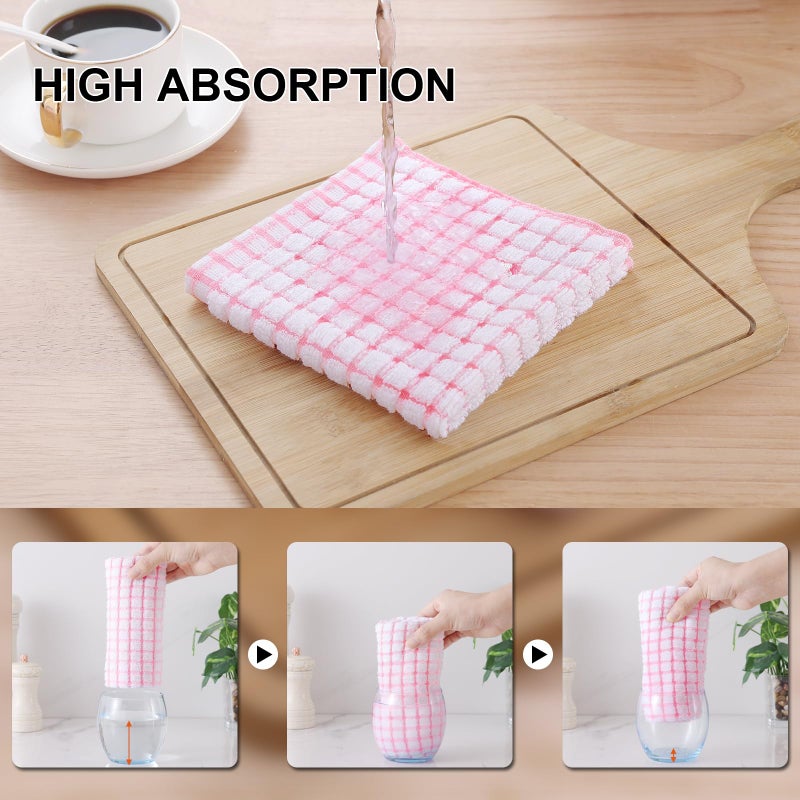 Kitinjoy Cotton 8 Pack Terry Kitchen Dish Cloths  12 X 12 Inches Super Soft And Absorbent Dish Rags  Quick Drying Dish Towels For Washing Dishes  Pink - Image 3