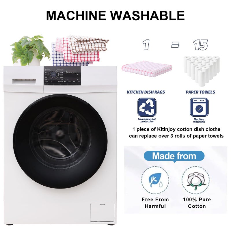 Kitinjoy Cotton 8 Pack Terry Kitchen Dish Cloths  12 X 12 Inches Super Soft And Absorbent Dish Rags  Quick Drying Dish Towels For Washing Dishes  Pink - Image 5