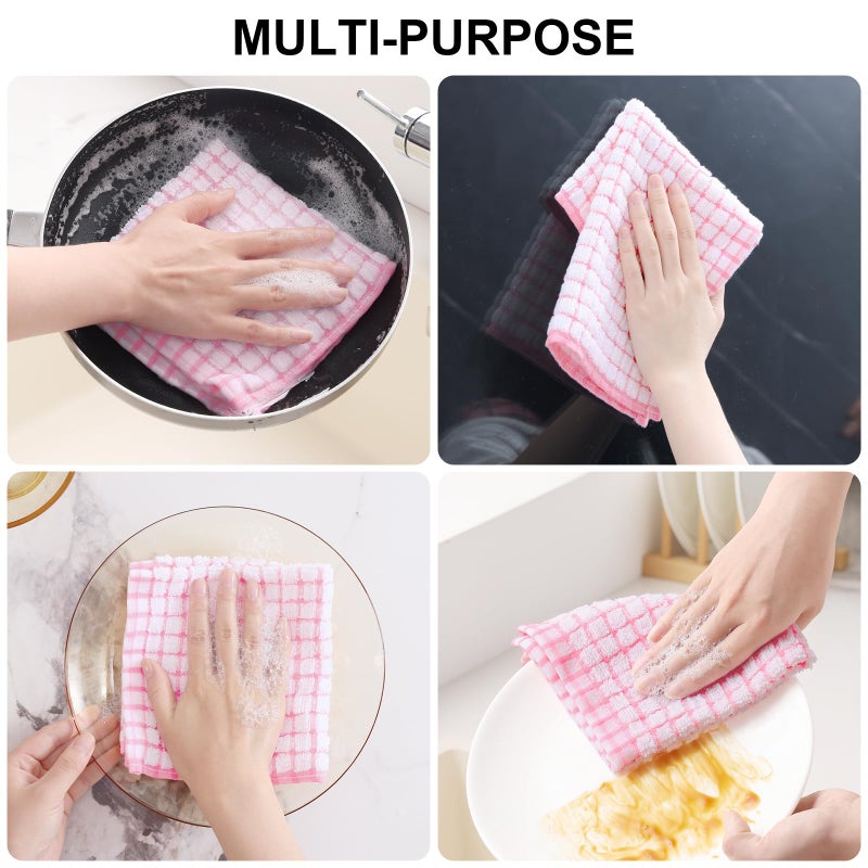 Kitinjoy Cotton 8 Pack Terry Kitchen Dish Cloths  12 X 12 Inches Super Soft And Absorbent Dish Rags  Quick Drying Dish Towels For Washing Dishes  Pink - Image 4