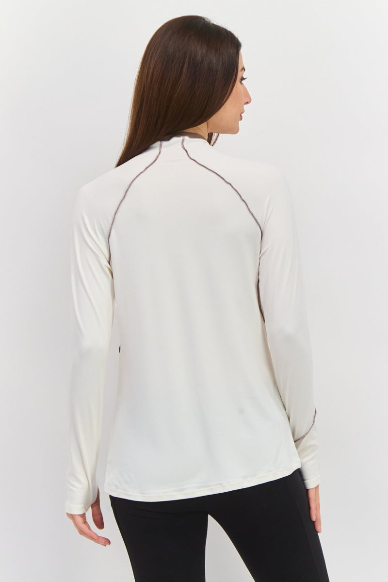 Tahari Sports Women Sportswear Fit Long Sleeves Training Top, Off White - Image 3