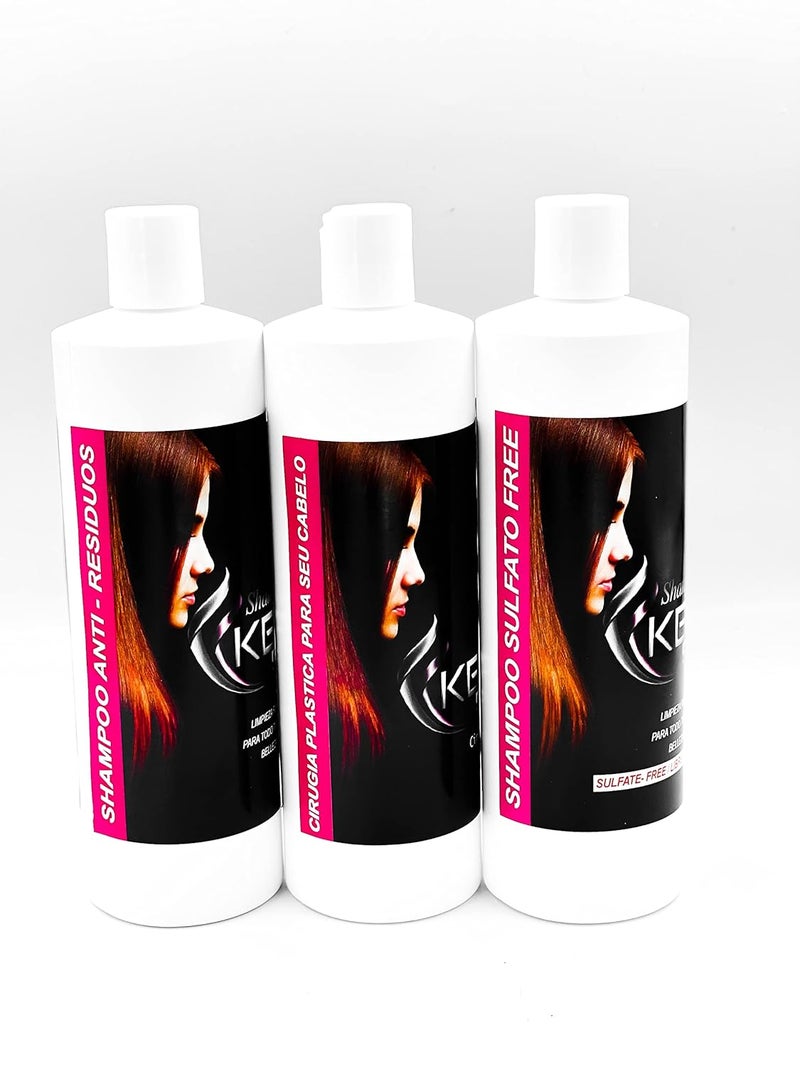 Cirugia Capilar Kera fruit 16 OZ Tratamiento Capilar de 3 pasos incluye Shampo Sulfate Free