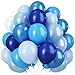 Paeyeq Blue Balloons for Ocean Shark Birthday Party Decorations Under the Sea Balloon Whale 60PCS 12INCH Metallic Pearl Navy Blue Pastel Blue Balloons for Arch Blue Transparent Latex Helium - Image 4