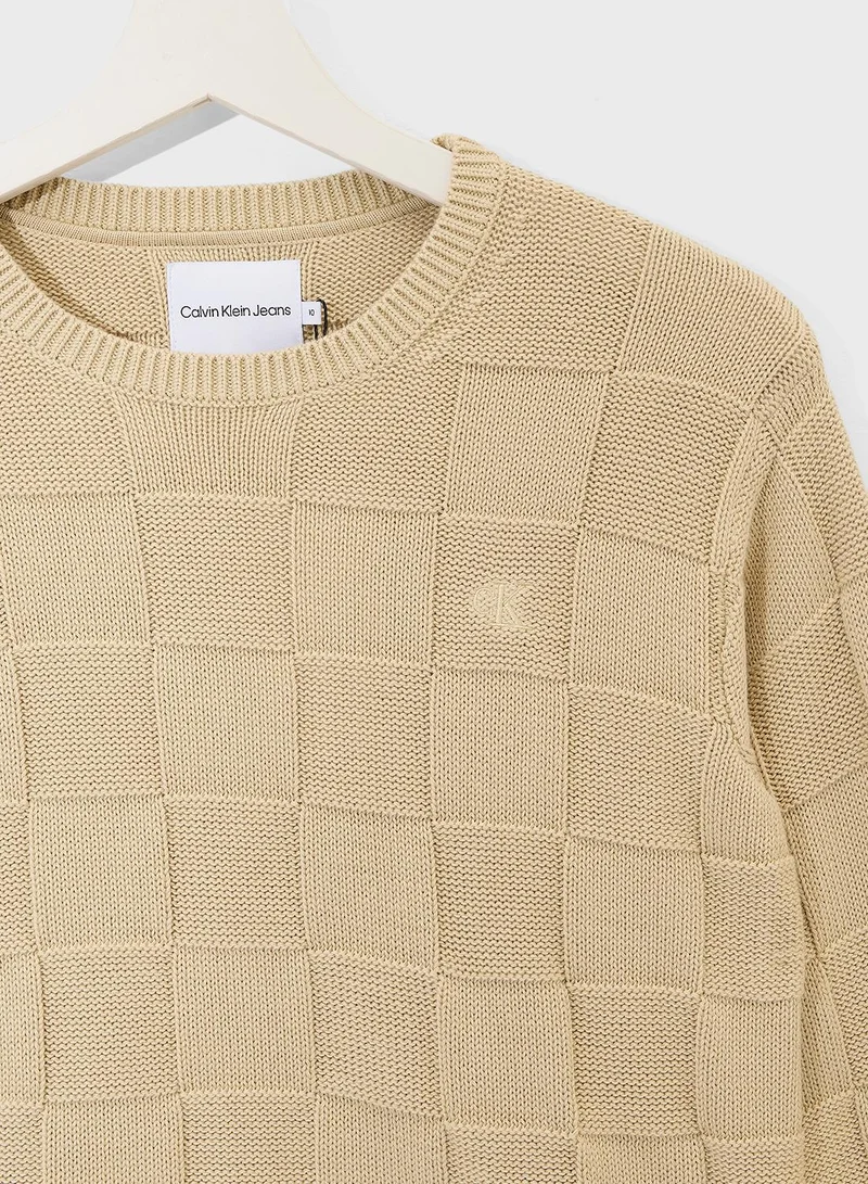 Calvin Klein Jeans YELLOW Youth Checks Sweater for Men | Best Price UAE
