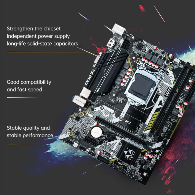 ATX Motherboard Black 175*225mm Powerful CPU Support LGA1151 Socket - High-Speed Memory Support H310 Chipset for Desktop PC Builders & Gaming Enthusiasts - Image 3