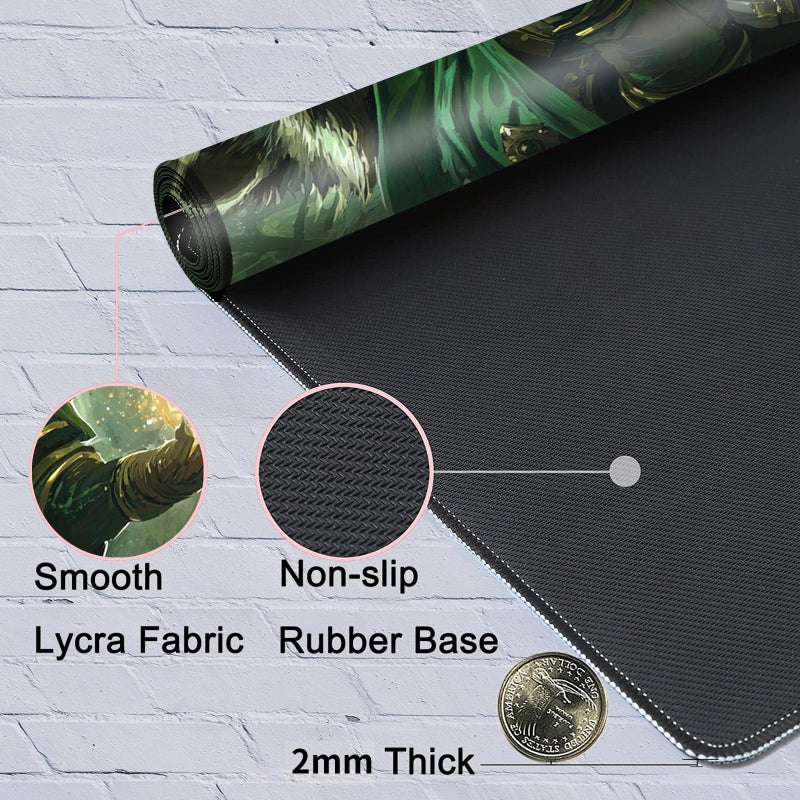 JANENFNA MTG Playmat 24" x 14" with Storage Bag, Premium Stitched Non-Slip Rubber Magic Tabletop Game Mat, Forest Sorcerer Raccoon, 2mm Thick, Machine Washable - Image 4