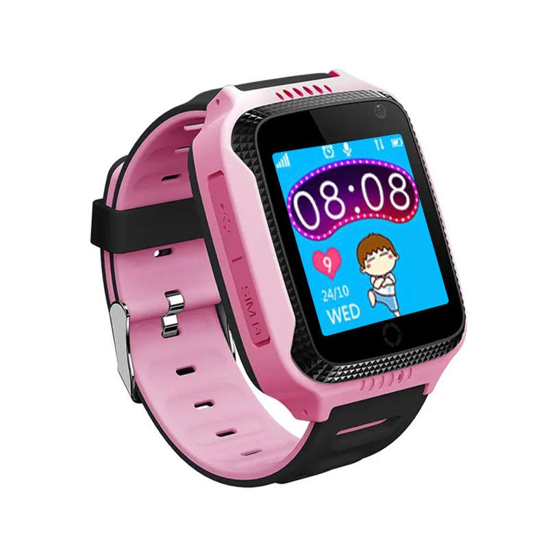 Kids Smart Phone Watch 2G Network Pink Camera Voice Chat GPS LBS Location Tracker - Pedometer Electric Fence SOS Call Childrens Smartwatch for Kids - Image 1