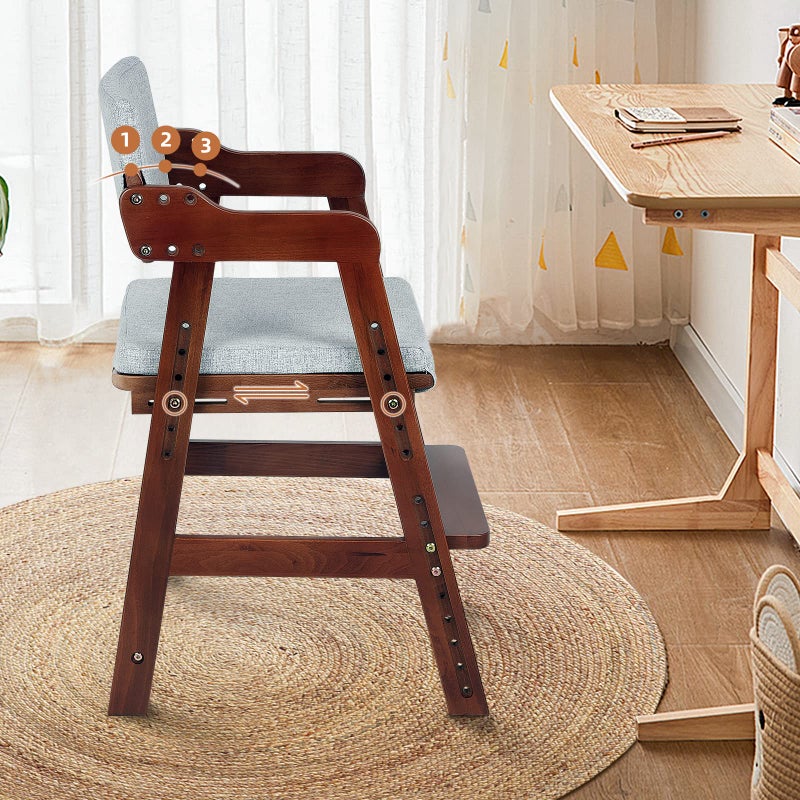 Ezebaby Wooden High Chair for Toddlers to Teens Adjustable Kids Learning Chair with Steps, Child Seats with Removable Cushions (Nut-Brown) - Image 4