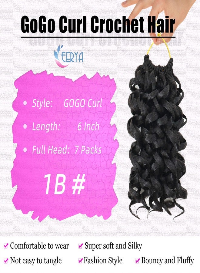 إييريا 7 عبوات من شعر كروشيه مجعد قصير من GoGo Curl بطول 6 بوصات للنساء، ضفائر كروشيه مموجة عميقة على الشاطئ، ضفائر كروشيه صناعية (6 بوصات، 1B) - Image 3