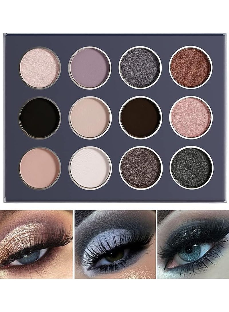 SYOSI Smokey Grey Eyeshadow Palette, Pigmented Velvety Matte Shimmer Neutral Silver Eyeshadow Pallet,Long-Lasting Natural Nude Brown Dark Small Makeup Palette Eye Shadow - Image 2