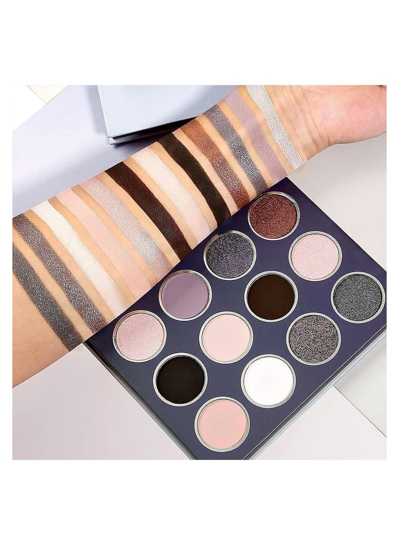 SYOSI Smokey Grey Eyeshadow Palette, Pigmented Velvety Matte Shimmer Neutral Silver Eyeshadow Pallet,Long-Lasting Natural Nude Brown Dark Small Makeup Palette Eye Shadow - Image 1