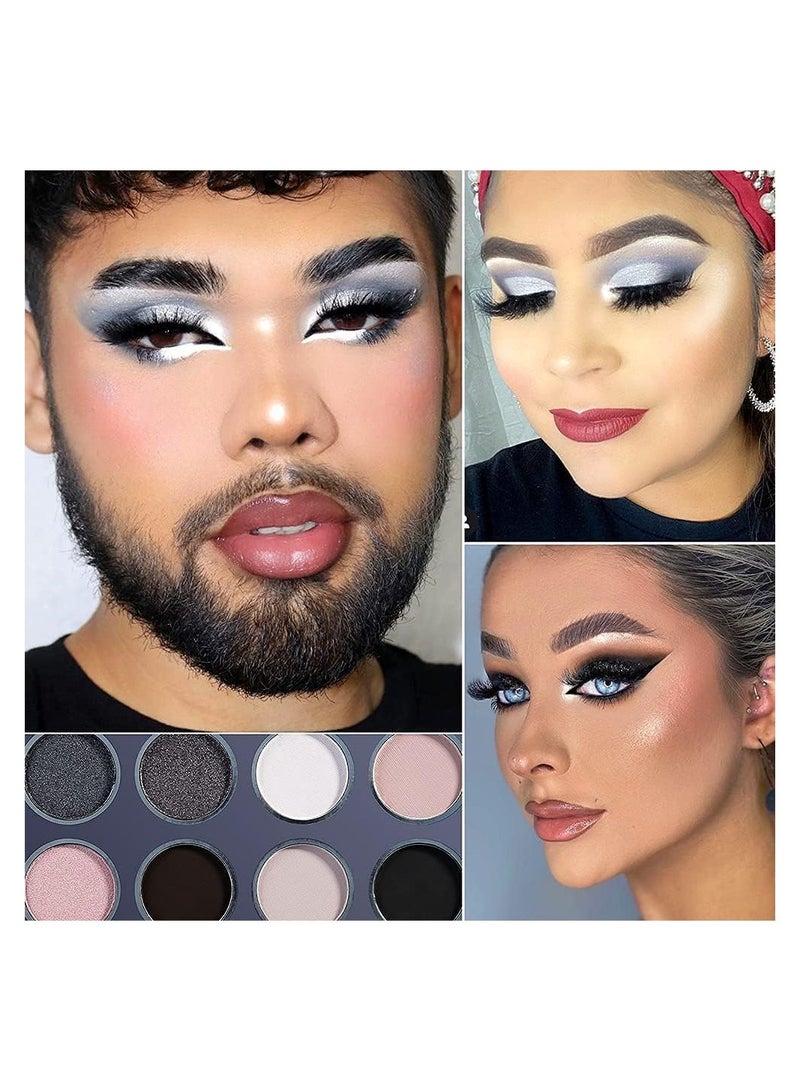 SYOSI Smokey Grey Eyeshadow Palette, Pigmented Velvety Matte Shimmer Neutral Silver Eyeshadow Pallet,Long-Lasting Natural Nude Brown Dark Small Makeup Palette Eye Shadow - Image 3