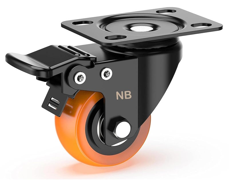 NB Crafted 2 Inch Heavy Duty Swivel Caster Wheel for Furniture Bed Sofa Table Counter Moving with Rotating 360 Degree 2 with Brakes 2 Without Pack of 4