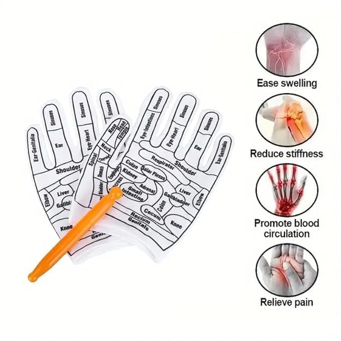 Generic SHOPOLIFE Acupressure Hand Socks With Stick Massage Gloves Hand Pointed Reflexology Gloves Hand Spa Massage for Palm Finger Massager 1 Pair  - Image 2