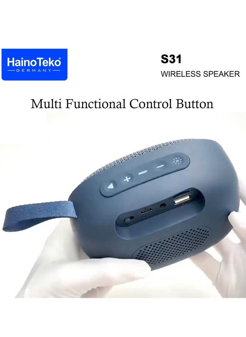 Haino Teko S31 Portable Wireless Bluetooth Speaker – High-Quality Sound, Compact & Lightweight Red Bluetooth Speaker for Music, Outdoor Events, Parties, and Home Use - Image 3