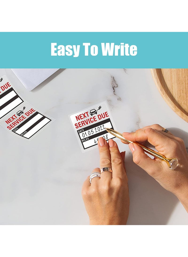 بيوينتي ملصقات تغيير زيت السيارة، 600 قطعة 5 * 5 سم ملصقات سوداء لخدمة السيارات، ملصقات فينيل قابلة للإزالة، ملصقات تذكير بتغيير الزيت/صيانة السيارات، ملصق سيارة بدون بقايا لمستلزمات السيارات (2 لفة) - Image 4