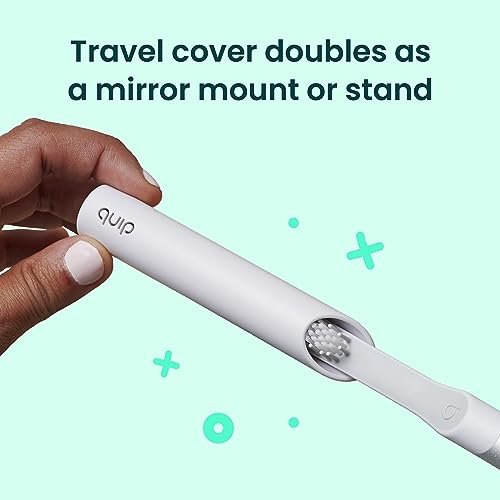Quip Sonic Toothbrush for Adults - Timed Electric Toothbrush with Cover - Replaceable Brush Head, Soft Bristles, Metal Handle, 3 Month Battery Life - Travel Toothbrush - Slate - Image 4