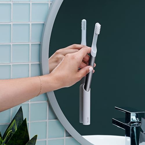 Quip Sonic Toothbrush for Adults - Timed Electric Toothbrush with Cover - Replaceable Brush Head, Soft Bristles, Metal Handle, 3 Month Battery Life - Travel Toothbrush - Slate - Image 5