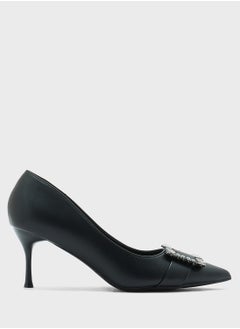 Diamante Trim Mid Heel Pointy Pump
